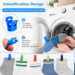 SnelShoppen - 60 Pcs Wasmachine Droger Sokken Clips met Opbergdoos, Sokken Houder, Gemakkelijk Organiseren, Sterke POM Materialen, Geen Vouwen Nodig, — thumbnail 5