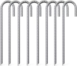 SnelShoppen - 8 Stuks Sterke Grondpinnen 40cm - Galvanized Stalen Grondankers met J-Haak - Roestvrij - Ideaal voor Camping, Tenten, Trampolines, Awnin — thumbnail 1