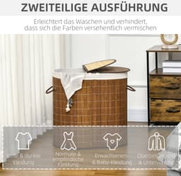 1 stuk - wasmand/smeermand - capaciteit 100 liter - met af te trekken dekking - afmetingen 38 cm x 38 cm x 57 cm - bruin — thumbnail 4