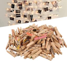 Mini Houten Wasknijpers - Kleine Knijpers Bloem - Decoratie en Ophangen - Uniek Bloemmotief - 100 stuks - Houtkleur — thumbnail 4