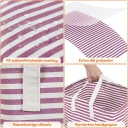 Set van 2 wasmand, 80 liter, grote opvouwbare wasbox, wasverzamelaar, wassorteerder, opbergdoos met handgrepen voor kleding, handdoeken, speelgoed, paars — thumbnail 5
