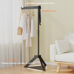 Thijox - Droogrek Kleding Binnen en Buiten - 360° Rotatie Wasstandaard met 3 Armen - Opvouwbaar en In Hoogte Verstelbaar tot 136 cm - Zwart voor Tuin — thumbnail 3