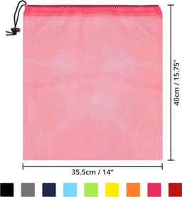 - Nylon Waszakken - Waszak - Trekkoord - Veelkleurig - 10 Stuks - 35,5 x 40 cm - Opslag - Reizen - Wassen - Strand - Speelgoed - Golf - Zwemmen. — thumbnail 3