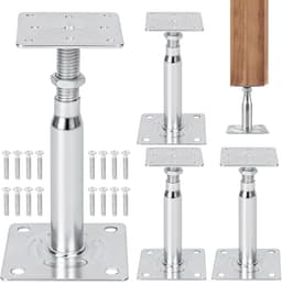 SnelShoppen - Verstelbare Houtpaalsteun 140-200 mm - 4 Stuks Thermisch Verzinkt - Schroefbenen voor Tuin, Overkappingen, Carports en Pergola's - Zilve — thumbnail 1