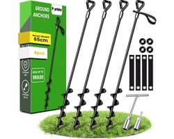 SnelShoppen - Grondankers 65 cm, set van 4 premium Secure grondankers voor springkastelen, stacaravans, paviljoens en zware voorwerpen, ideaal voor fe
