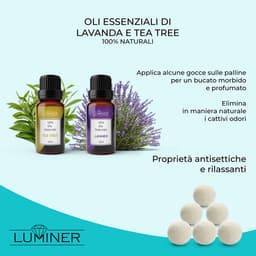 SnelShoppen - 6 LUMINER® Drogerballen, Kreukvrije Wol, Geurdispenser met Etherische Oliën van Lavendel en Theeboom voor Frisse Was, Ideaal voor Droger — thumbnail 5