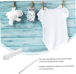Uittrekbare Waslijn - Draagbare Drooglijn - Kleding Drogen - Met 5 Haken - Automatisch Intrekbaar - Willekeurig — thumbnail 5
