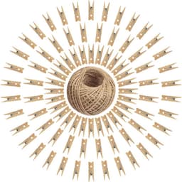 Set van 100 Houten Kledingknijpers met 30 m Jute Touw voor Foto's, Creatieve Projecten en Kledingorganisatie — thumbnail 1