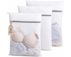 SnelShoppen - Waszakken 3 Stuks, Wasmachine Covers met Rits 30 x 40 cm, Delicate Waszakken voor Sokken, Bh's, Mesh Pockets, Anti-Pilling en Anti-Defor