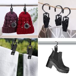 SnelShoppen - 20 Stuks Sterke Klemmen met Hanger Haak, Grote Kledingknijpers voor Garderobe, Hoed, Gordijn, Sokken, Lakens, Strandhanddoek - Ruimtebes — thumbnail 3