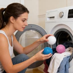 6 stuks drogerballen, wasballen, drogerballen voor wasdroger, donsjacks, drogerballen, drogerballen, wasbal voor wasmachine (blauw, wit, paars) — thumbnail 3