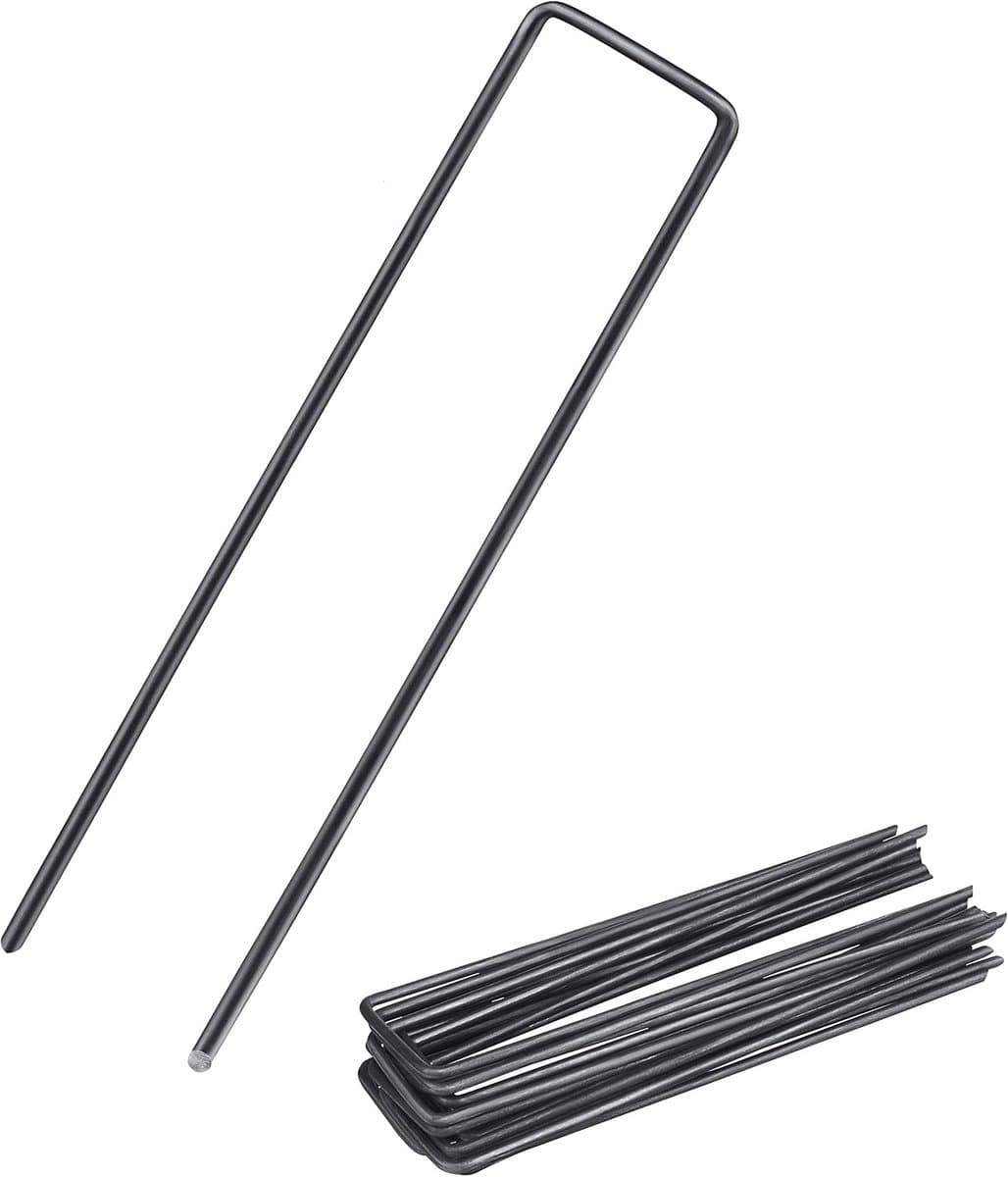 SnelShoppen - 100 x Flat Head Grondankers voor Onkruiddoek en Tuintegels, Carbon Staal, 150 x 25 x 2.7 mm, Ideaal voor Tuin, Camping en Fencing — afbeelding 1