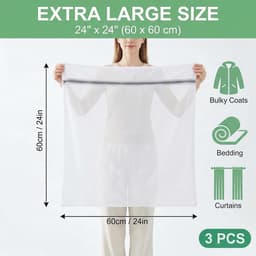 SnelShoppen - Pack van 3 Grote Wasnetten 60 x 60 cm met Rits - Herbruikbare Waszak voor Wasmachine - Geschikt voor Hemden, Truien, Jassen en Werkkledi — thumbnail 3