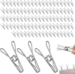 Thijox - 100 Stks Roestvrijstalen Antislip Pinnen, Kleine Metalen Wasknijpers voor Bedlinnen, Handdoeken, Sokken, Postkaarten en Snackvergrendeling - — thumbnail 1