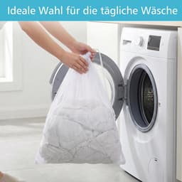 Thijox - 2 Stuks Waszakken 70 x 90 cm Fijnmazige Wasnet met Trekkoord - Herbruikbare Waszak voor Beddengoed, Knuffeldieren en Kleding - Wit - Ideaal v — thumbnail 4