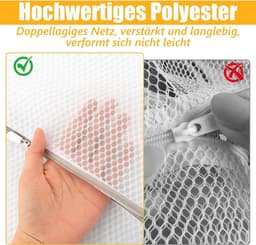 Wasnetjes met ritssluiting - Wit - 50 x 60 cm - Polyester waszakken voor wasmachine - Voor bescherming van gevoelige kleding — thumbnail 5