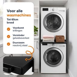 Tussenstuk voor Wasmachine & Droger - Extra stevig - Stapelkit - Met uitschuifbare plank - Universeel - Droogkast - Meubel - Skoov — thumbnail 2
