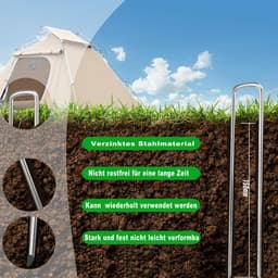 SnelShoppen - Pack van 20 Galvaniseerde Stalen Grondankers 200x25x4 mm - Tuin Haringen, Tentankers, Grondpinnen voor Onkruiddoek en Tuinfleece — thumbnail 3
