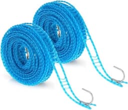2 Stuks Antislip Waslijn Met Haken - Draagbare Reiswaslijn (5 Meter) — thumbnail 1