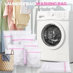 SnelShoppen - Waszakken Set - Vijf Stuks in Verschillende Maten - Roze - Duurzaam Polyester - Voor Wassen, Verhuizen, Camping en Meer — thumbnail 2