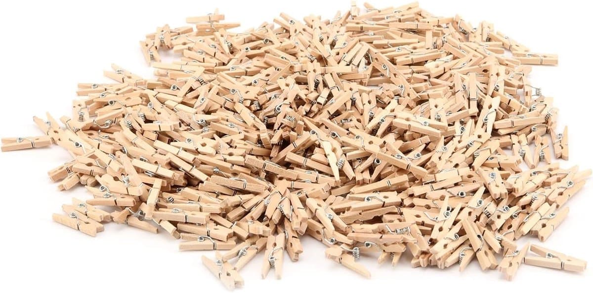500 Stuks Mini Houten Klemmen van 2.5 cm, Natuurlijke Kledingknijpers voor Foto's, Creatieve Klussen en Thuisdecoratie — afbeelding 1
