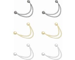 6 stuks magnetische kledingclips, ronde kledingklemmen met ketting, kledingclips, multifunctionele hijab-magneten voor dunne kleding, sjaals, broekspijpen, broche