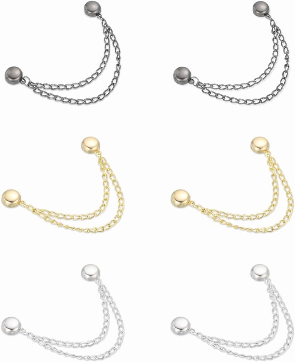 6 stuks magnetische kledingclips, ronde kledingklemmen met ketting, kledingclips, multifunctionele hijab-magneten voor dunne kleding, sjaals, broekspijpen, broche — afbeelding 1