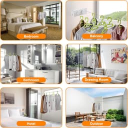 waslijn voor binnen, twee lijnen, niet doorhangende wasrek, wandmontage, waslijn voor balkon, waskeuken, hotel, badkamer, slaapkamer, roestvrijstalen touw (wit) — thumbnail 3