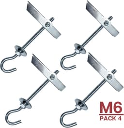 Industrieel | Lente Toggle Wing Bolt Haak M6 | Set van 4 | Stalen Knevelbouten | Toggle Dowel voor het Ophangen van verschillende items zoals lampen | Bevestiging vals plafond, gipsplaten — thumbnail 5
