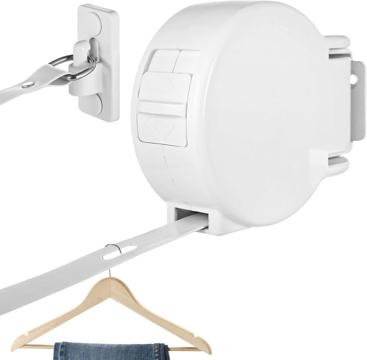 Wand Waslijn - Intrekbare Lijn - Kleding Drogen - Ruimtebesparend Ontwerp - 4.2 Meter - Wit — afbeelding 1