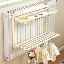 Radiator Droogrek - Handdoekdroger Hangend - Kleding Drogen - Dubbele Laag Koolstofstaal - 60 centimeter - Mat Zwart — thumbnail 3
