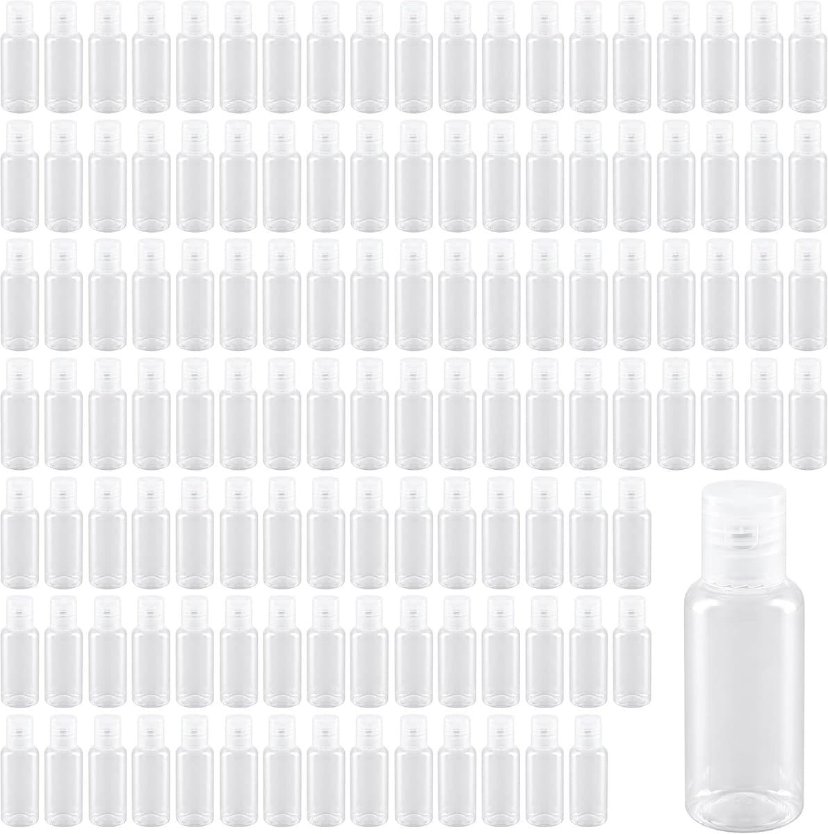 120 stuks kleine reisflessen om te vullen, 30 ml, transparante kunststof flessen met klapdeksel, herbruikbare lege knijpflessen voor reizen, shampoo-lotion — afbeelding 1