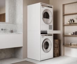 Hoge kast badkamer - Wastoren kast - Wasmachine opbergen - Uittrekbare lade - 187 x 65 cm - Wit — thumbnail 3