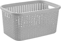 Plasticforte Wasmand - 35 liter - rotan - licht grijs - kunststof - 53 x 36 x 26 cm - draagmand - met handvatten - lichtgewicht — thumbnail 4
