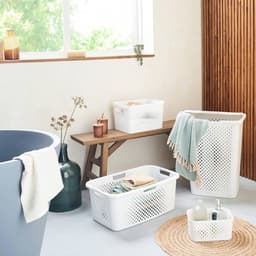 Pixel, wasmand 40l, gerecycled plastic, gebroken wit, 4 zijgrepen, ventilatie aan 4 zijden — thumbnail 3