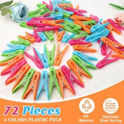 Wasknijpers 72 stuks - Stevige Kunststof - Windbestendig - Antislip - Kleur: Groen/Blauw/Oranje/Paar - Hoogspanningsveer Roestvrij Staal - Wasknijper — thumbnail 5