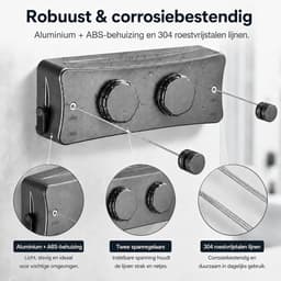 Retractable waslijn muurmodel - dubbel lijn 2 x 5 m - RVS 304 - ruimtebesparend voor badkamer - ShopVlot — thumbnail 4