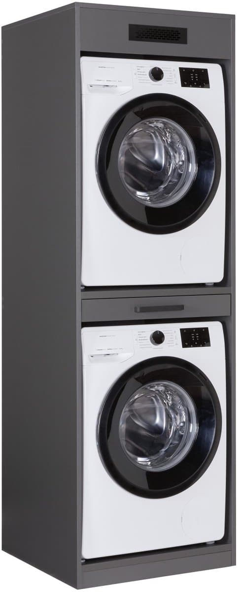 Interlink Lifestyle Studio Flow Wasmachinekast voor Wasmachine en Droogkast - antraciet - Uitschuifbaar Werkblad - 67 x 68 x 208 cm — afbeelding 1