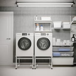 Wasmachine Verhoger - Opbouwmeubel XL - Ergonomische Wasruimte - Uitschuifbaar Plateau - 63 x 126 cm - Wit — thumbnail 3