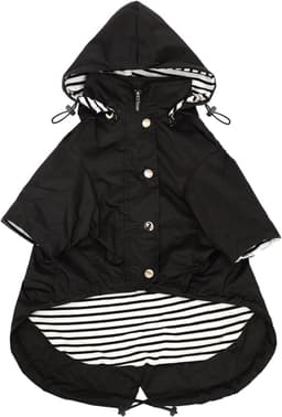 Hondenregenjas met Rits en Reflecterende Knopen, Waterafstotend en Verstelbaar, Verwijderbare Kap, Stijlvolle Premium Regenjassen voor Honden in Maten XS tot XXL - Zwart - Medium — thumbnail 1