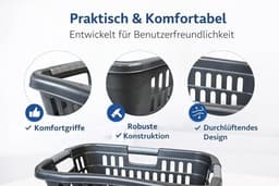 Wasmand Kunststof Antraciet 30L met Handgrepen — thumbnail 2