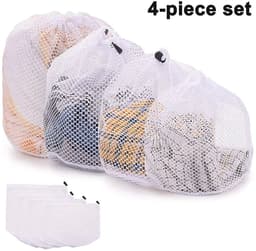 Deze vierdelige wasmachinezakkenset heeft een trekkoordsluiting en bevat wasnetjes, kleding, ondergoed, sokken, kousen, enz. — thumbnail 2