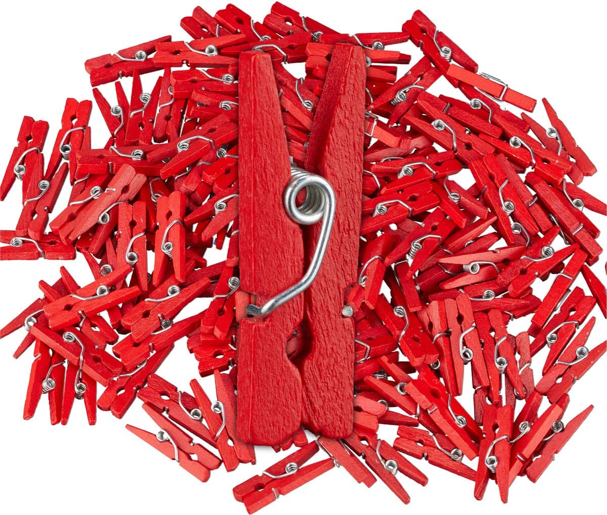 mini houten wasknijpers - set van 400 - rood — afbeelding 1