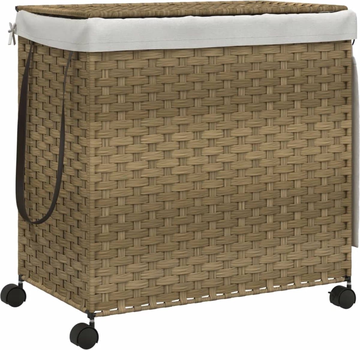 vidaXL - Wasmand - op - wielen - 60x35x60,5 - cm - rattan — afbeelding 1