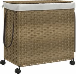 vidaXL - Wasmand - op - wielen - 60x35x60,5 - cm - rattan — thumbnail 1