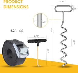 Grondankers voor trampoline - set van 4 stuks met verstelbare riem - voor trampoline, schommel, paviljoen — thumbnail 5