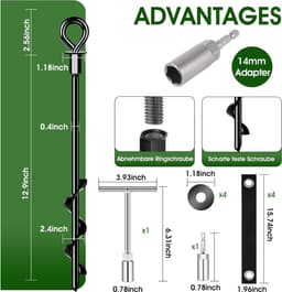 Set van 4 Heavy Duty Grondankers voor Trampoline - Gemakkelijk In te Draaien - Bestand tegen Hoge Wind - Met Riem — thumbnail 5