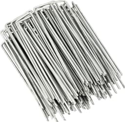 Set van 100 anti-roest 6 inch 11 gauge zware platte U-vormige tuin beveiligingsharingen spikes pinnen haringen - gegalvaniseerde graszoden nietjes voor het verankeren van landschapsstof — thumbnail 1