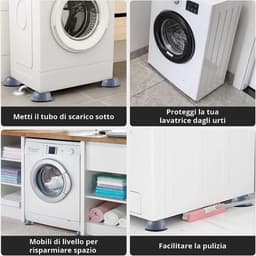 4 Stuks Trillingsdempers voor Wasmachines - Antivibratiepads voor Wasmachine - Geluidsdempende Rubberen Voetjes - Antislip, Schokabsorberend en Geluidsdempend - Universele Wasmachine en Droger - Voor Alle Soorten Meubels - Grijs — thumbnail 5