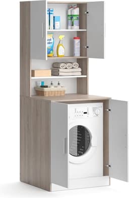 Hoog Smal Badmeubel Kast Boven Wasmachine Opslagruimtebadkamerkast — thumbnail 4